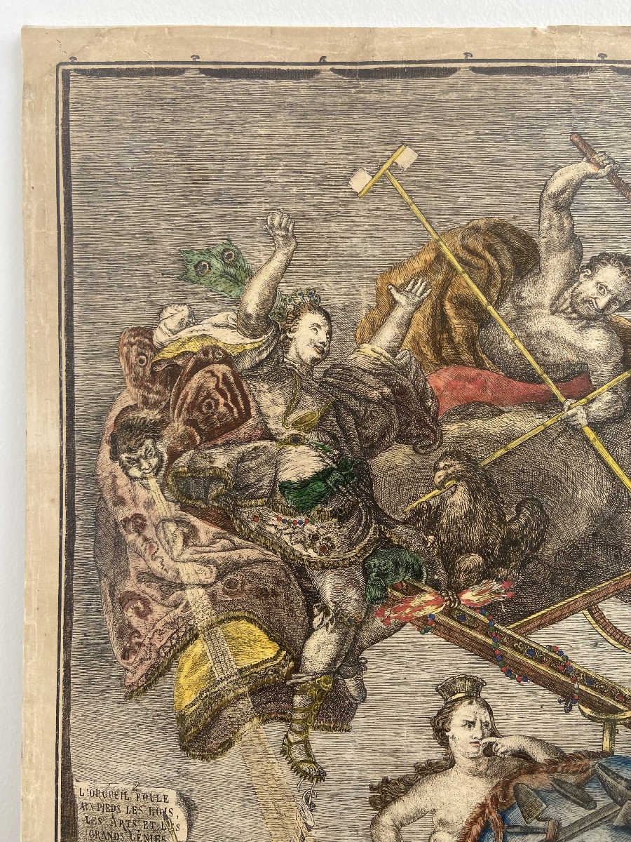 Enhanced Engraving In The Taste Of The 18th Century, France 20th -photo-2
