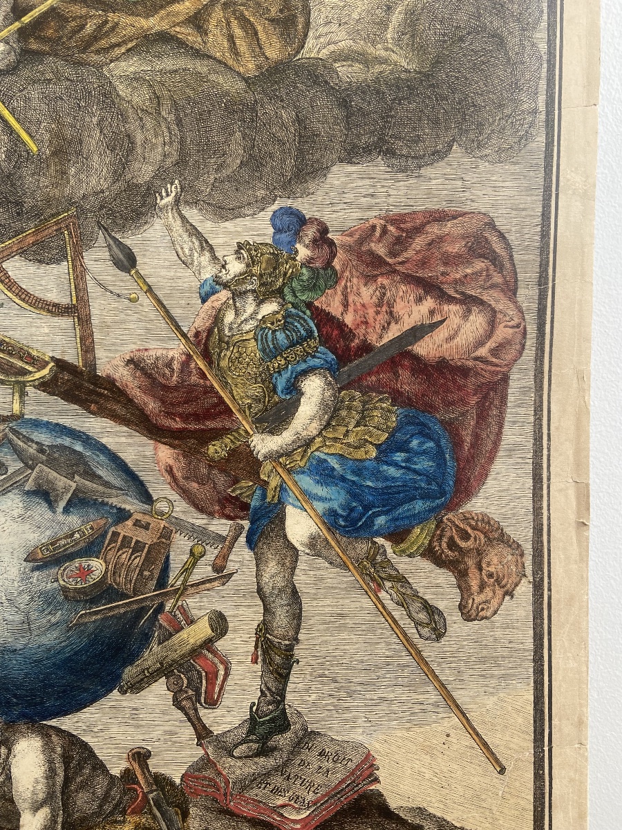 Enhanced Engraving In The Taste Of The 18th Century, France 20th -photo-4