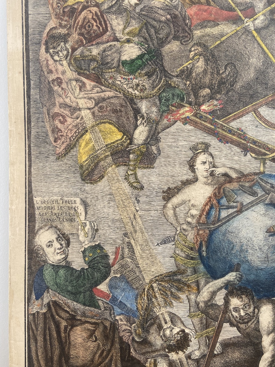 Enhanced Engraving In The Taste Of The 18th Century, France 20th -photo-3