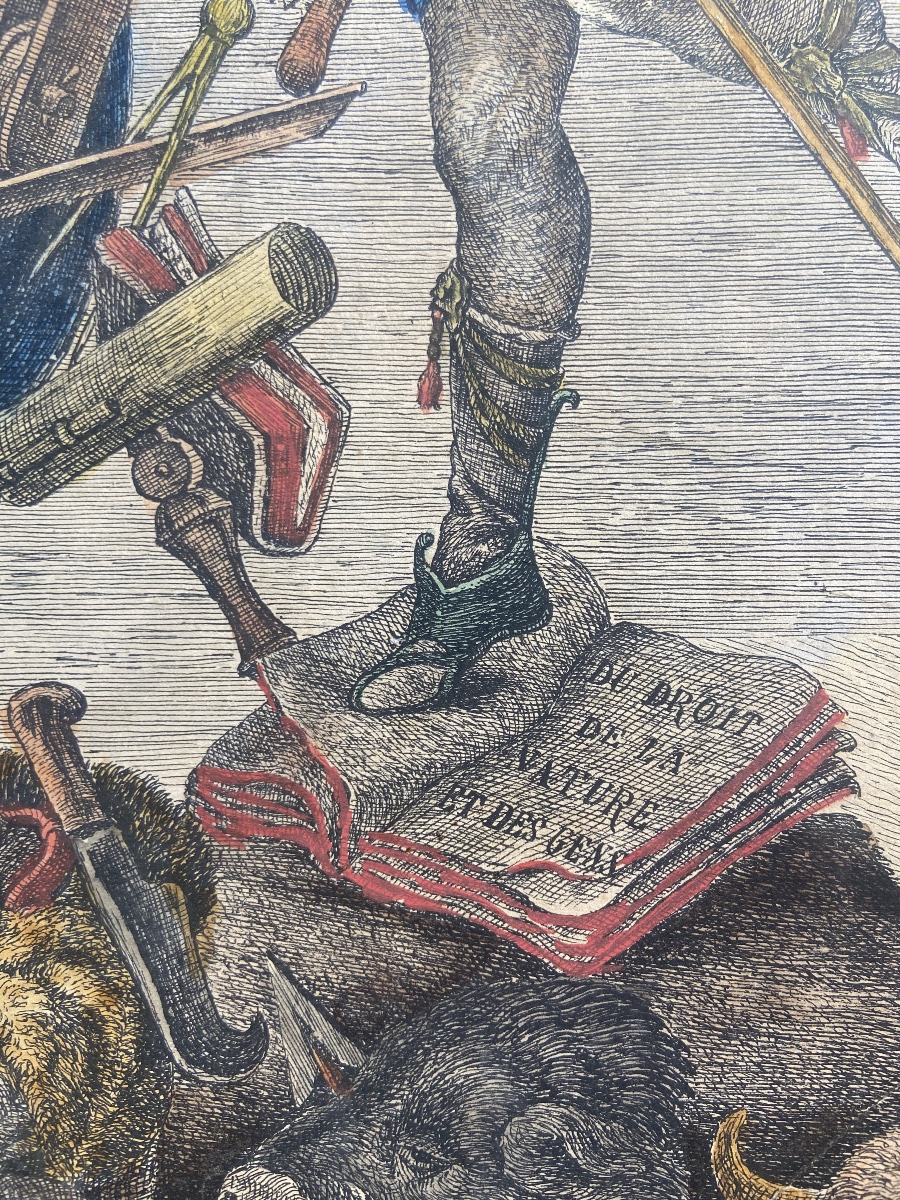 Enhanced Engraving In The Taste Of The 18th Century, France 20th -photo-7