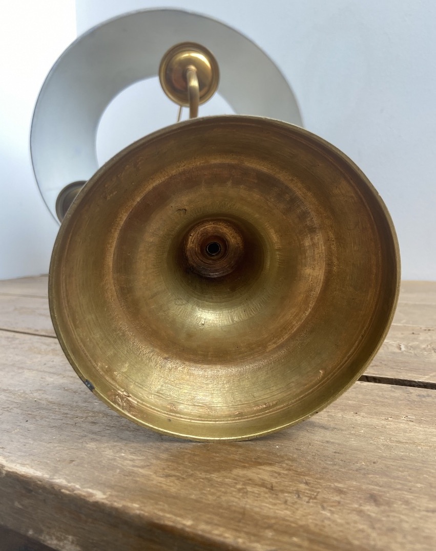 Lampe bouillotte, bronze et tôle, trois feux, de style Louis XVI, France 20ème-photo-4
