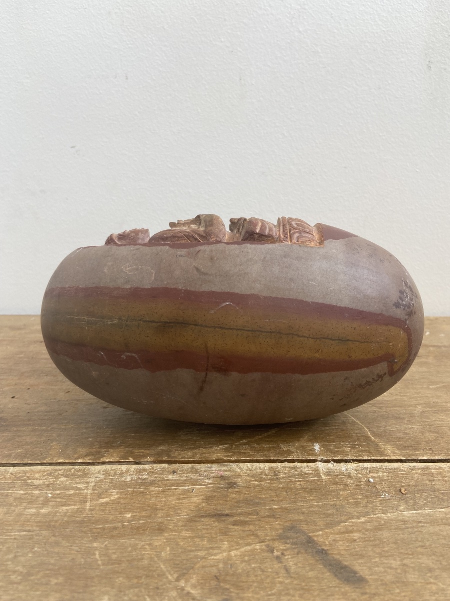 Inde, Shiva Lingam, Banalinga, Bouddha en Vitarka Mudra, 20ème-photo-2