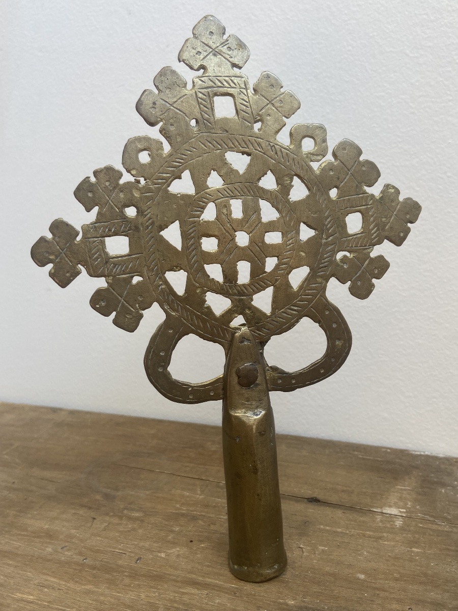 Croix de procession copte, bronze, Égypte ou Éthiopie-photo-2