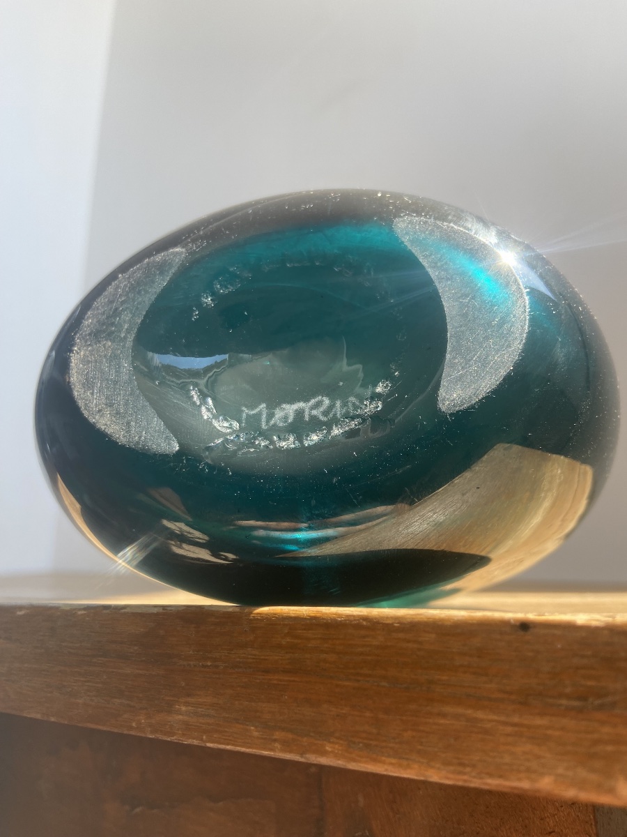 Claude Morin (1932–2021), Turquoise Glass Vase Or Lamp Base, France, Circa 1970-photo-2