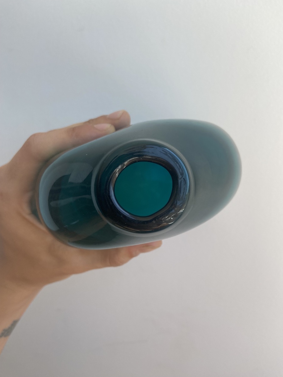 Claude Morin (1932–2021), Turquoise Glass Vase Or Lamp Base, France, Circa 1970-photo-4