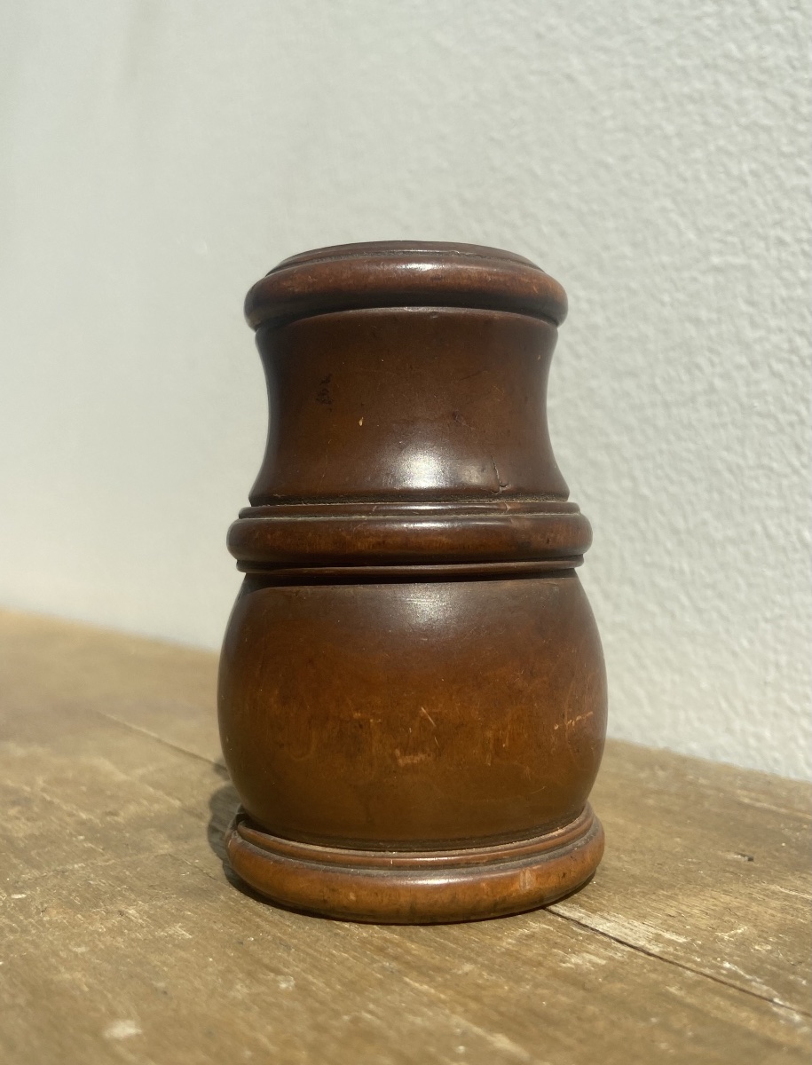 Art populaire: mortier à tabac, buis tourné, France 19ème-photo-4