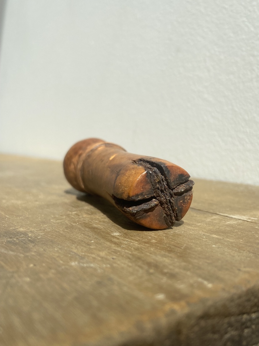 Art populaire: mortier à tabac, buis tourné, France 19ème-photo-3