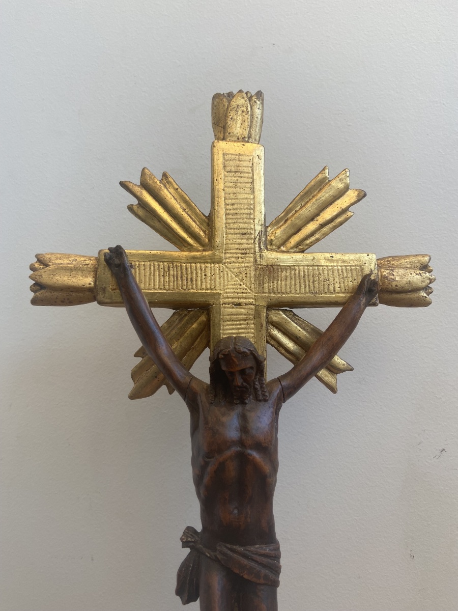 Corpus Christi Made Of Boxwood, On A Gilded Wooden Cross, France, 18th Century-photo-2