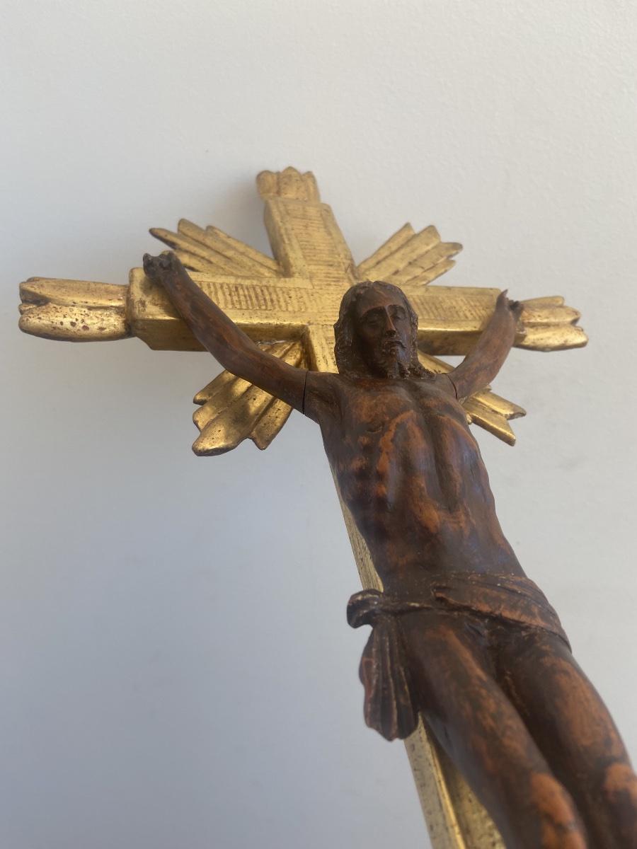Corpus Christi Made Of Boxwood, On A Gilded Wooden Cross, France, 18th Century-photo-1