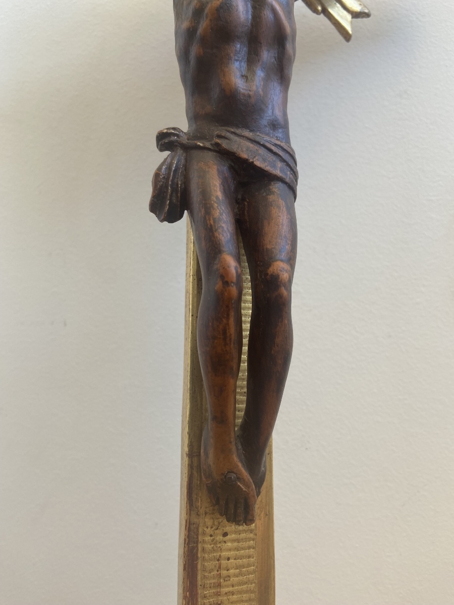 Corpus Christi Made Of Boxwood, On A Gilded Wooden Cross, France, 18th Century-photo-2