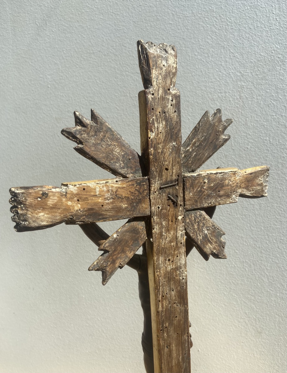 Corpus Christi Made Of Boxwood, On A Gilded Wooden Cross, France, 18th Century-photo-5