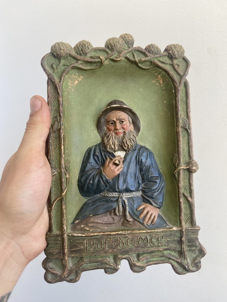 Autriche fin 19ème: Bernhard Bloch (1836-1909), Paire de plaque en céramique, Bretagne, Art Nou-photo-3