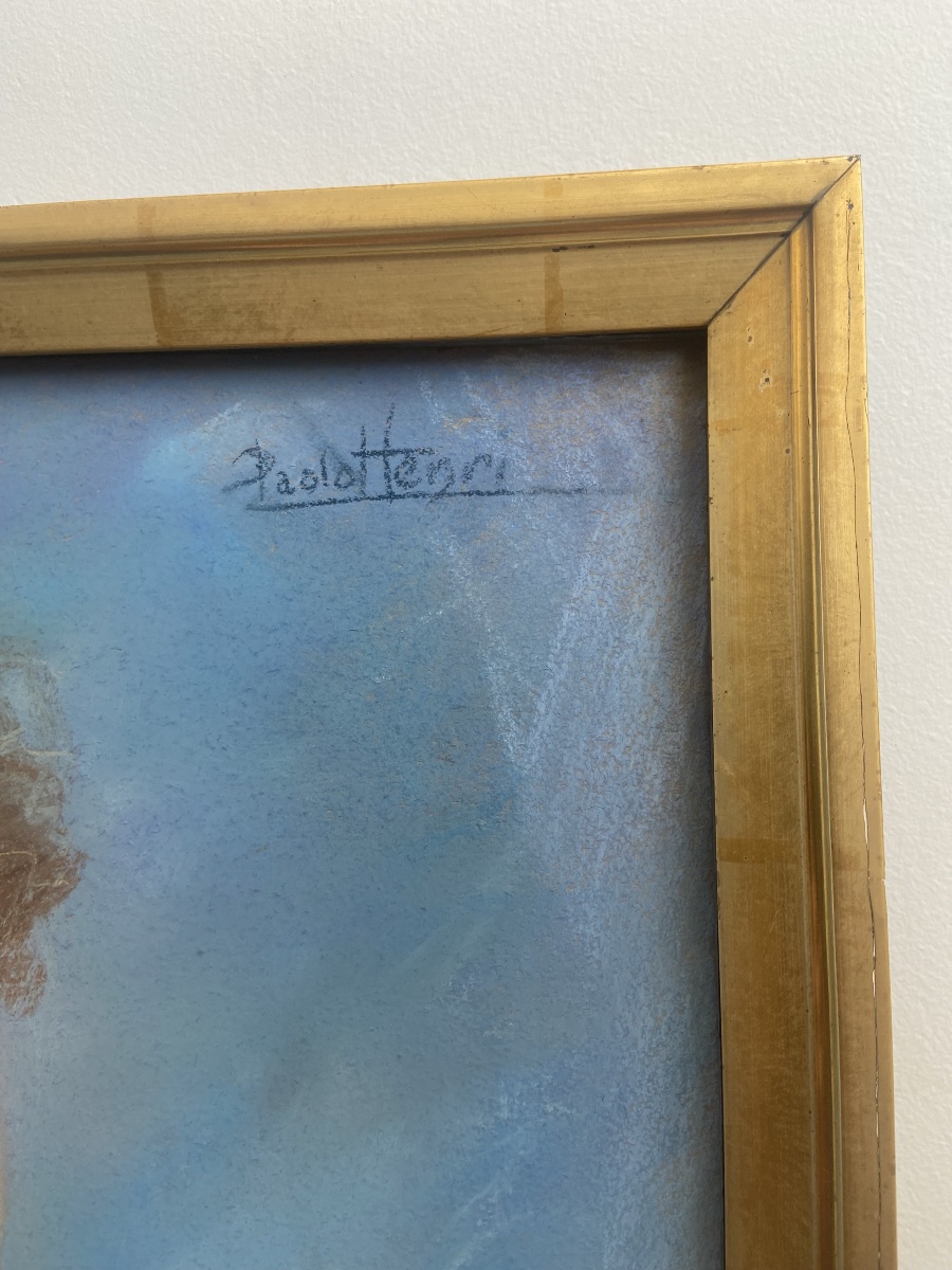 Art Nouveau: Paire de pastel, portraits d’élégantes, par Paolo HENRI-photo-2