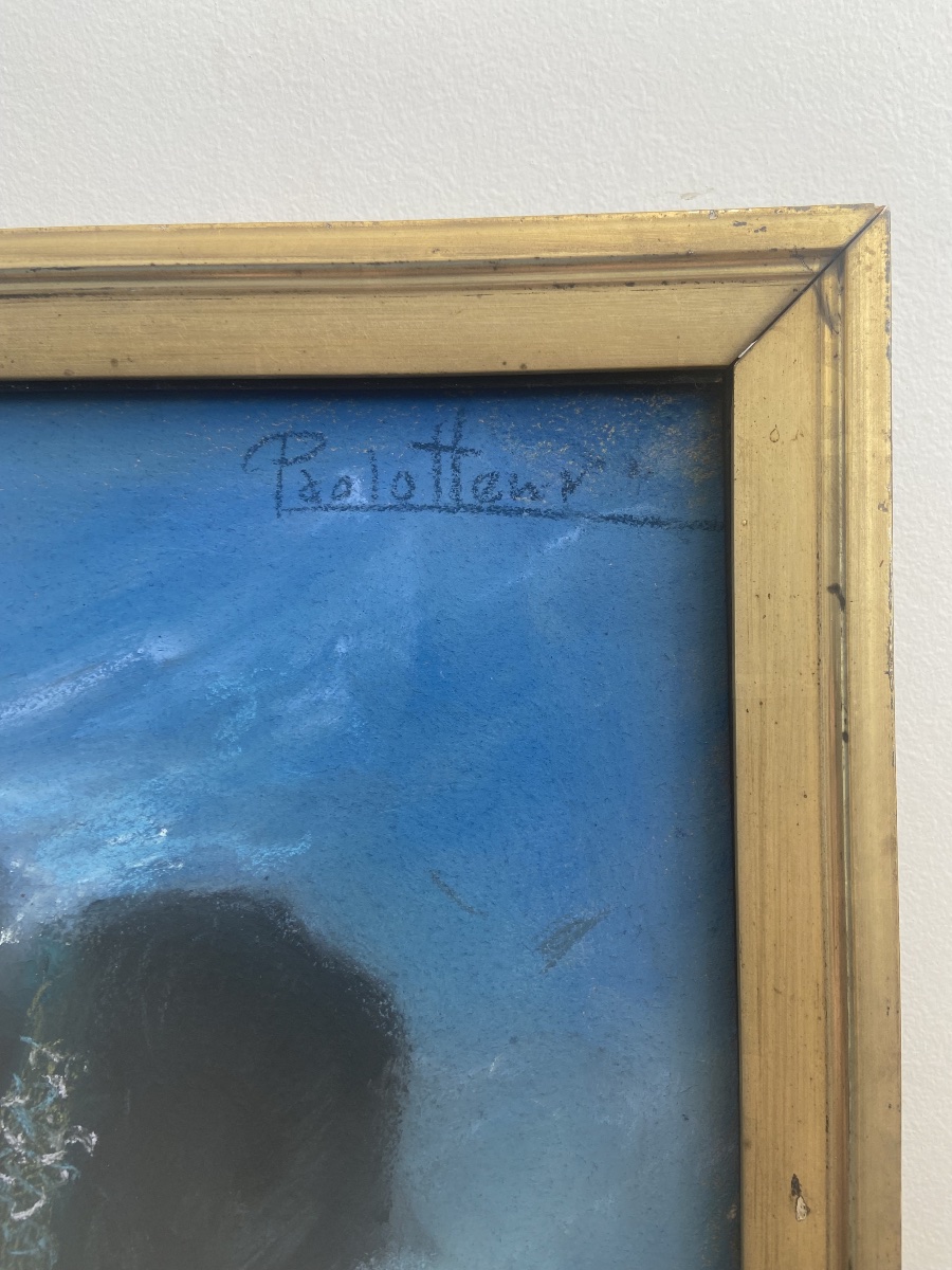 Art Nouveau: Paire de pastel, portraits d’élégantes, par Paolo HENRI-photo-7