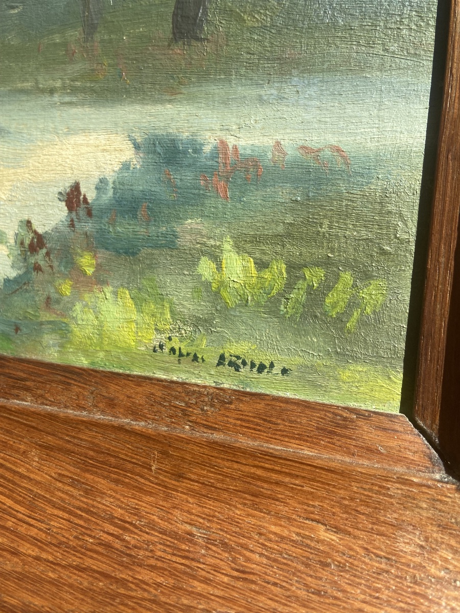 Huile sur panneau: Paysage de la Côte d’Azur, Riviera Ligure, 20ème -photo-4