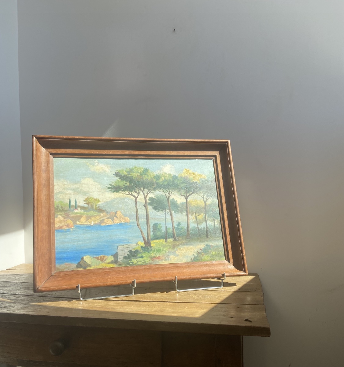 Huile sur panneau: Paysage de la Côte d’Azur, Riviera Ligure, 20ème -photo-3
