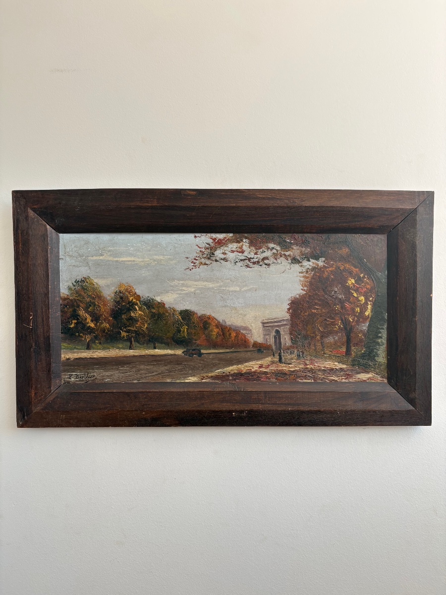 Huile sur panneau: Vue de l’Avenue des Champs-Élysées Paris, France c.1920-photo-2