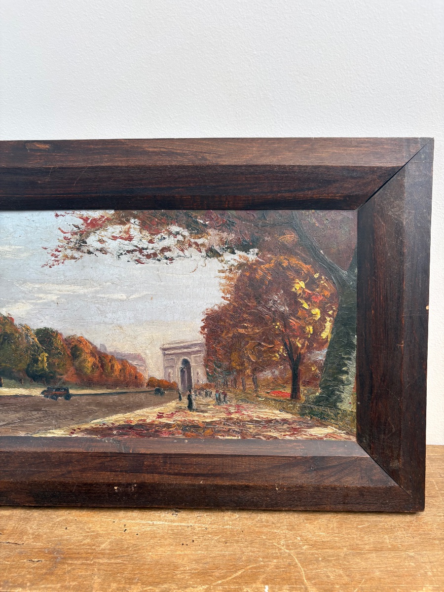 Huile sur panneau: Vue de l’Avenue des Champs-Élysées Paris, France c.1920-photo-4