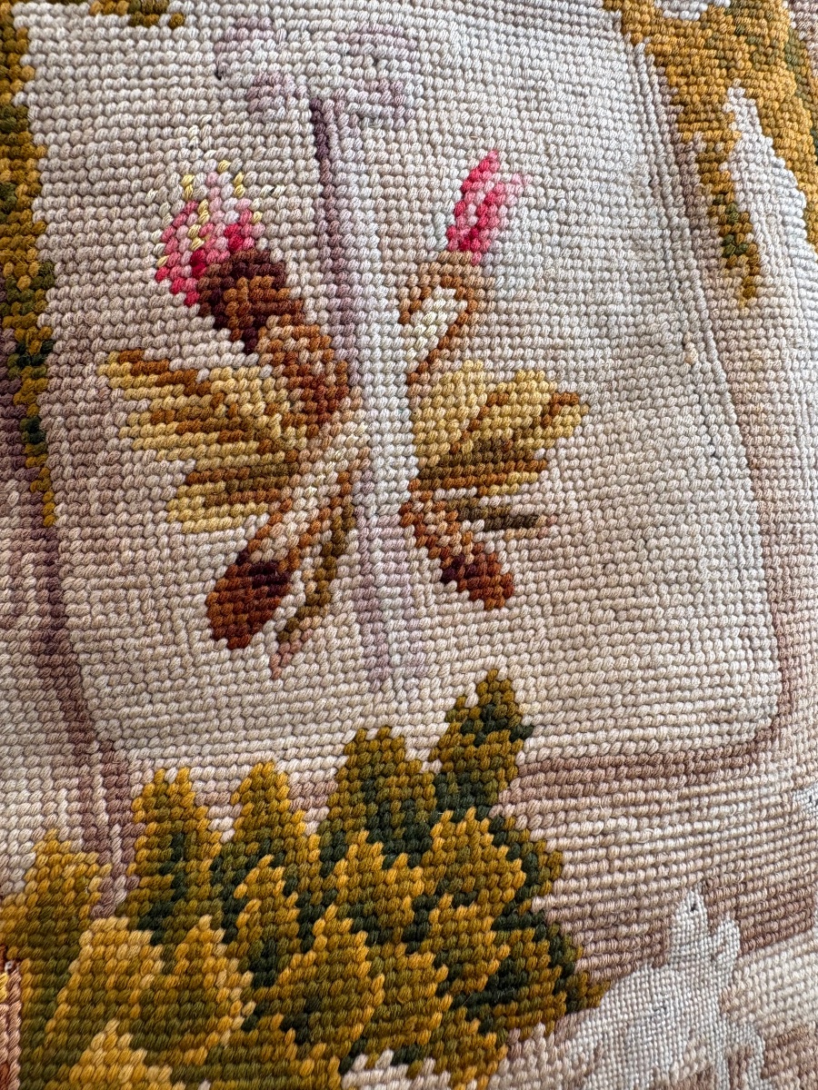 Coussin Belle Époque, crin naturel et tapisserie au point, France c.1920-photo-1