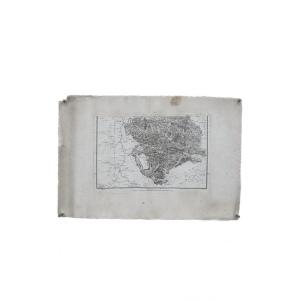 Carte de Diocèse, Mirepoix sud, gravure papier vergé xviii Aldring Bourgoin Cassini