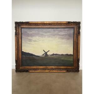 Oil On Canvas: Windmill By Rudolph Richly (1886-1975), Austria, 20th Century