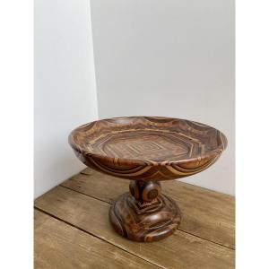 Bowl On A Pedestal With Multiple Precious Wood Species, France 1960-1980