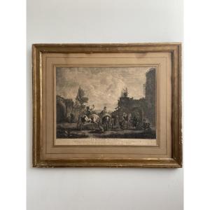 « La Buvette des Dames », d’après WOUVERMENS, Jean Moyreau, gravure au burin eau-forte 18ème