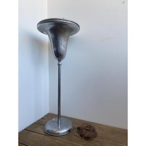 Torchiere Lamp, Nickel-plated Metal, Art Deco France 1940