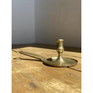 France, Late 18th Century: Handheld Candlestick With Heart-shaped Handle, Bronze