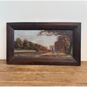 Oil On Panel: View Of The Avenue Des Champs-élysées, Paris, France, C. 1920
