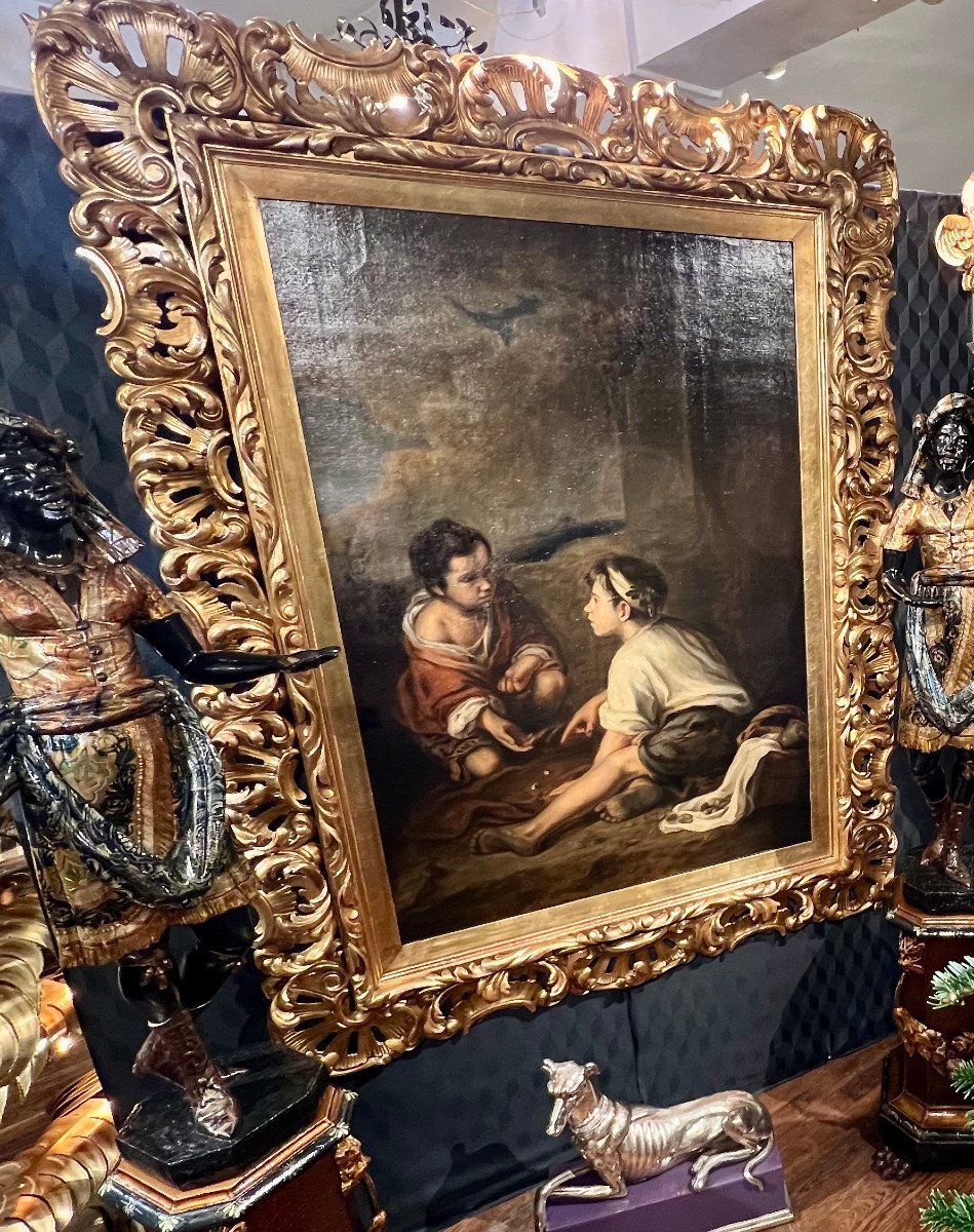Hst Jeunes Garçons Jouant Aux Dés d'après Bartolomé Esteban Murillo-photo-3