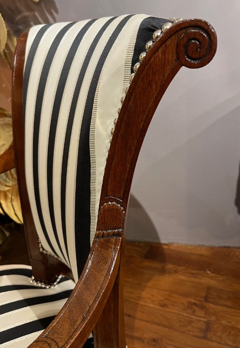 Paire De Fauteuils Empire Estampillé Demay Rue De Clery-photo-3