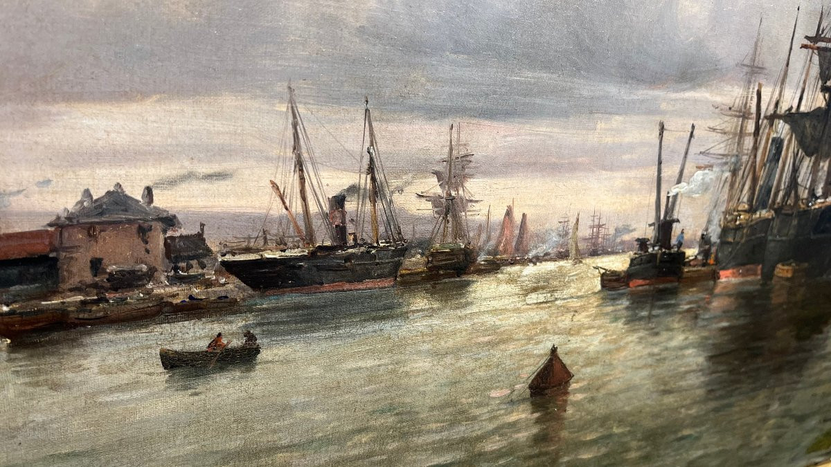 Oil On Canvas – Animated Seascape, 19th Century-photo-3