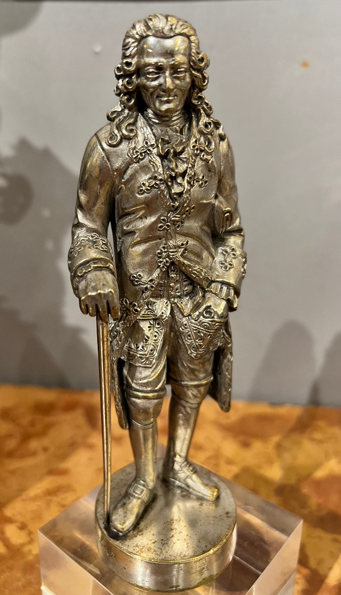 Paire de sujets en bronze argenté signés H. Barbier-photo-2