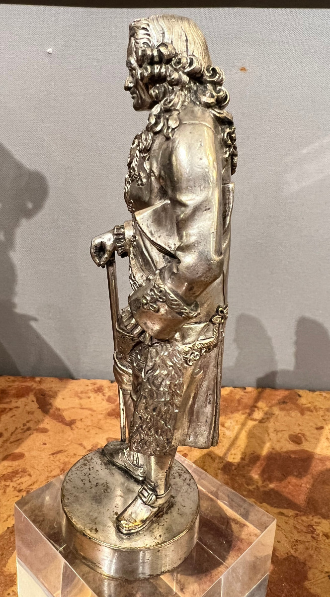 Paire de sujets en bronze argenté signés H. Barbier-photo-1