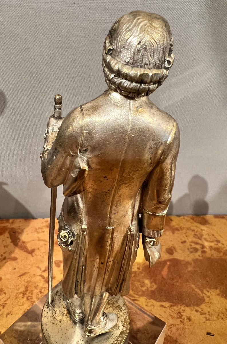 Paire de sujets en bronze argenté signés H. Barbier-photo-5