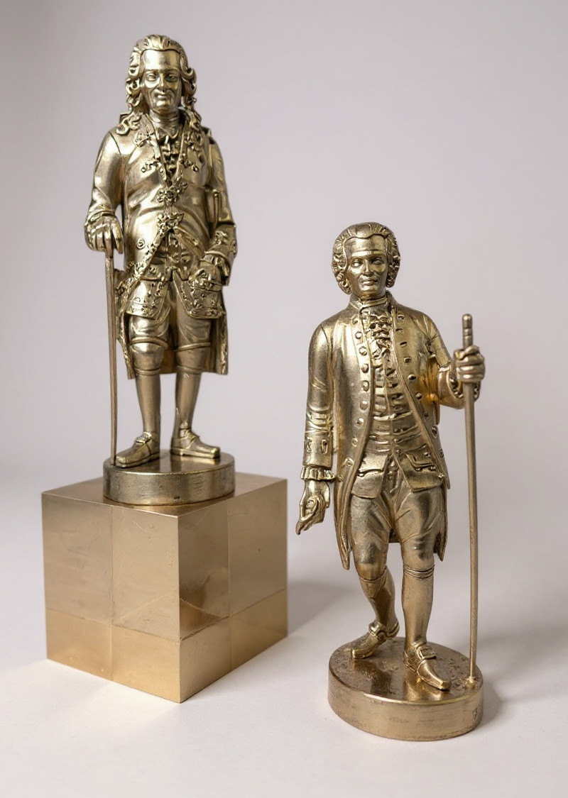 Paire de sujets en bronze argenté signés H. Barbier