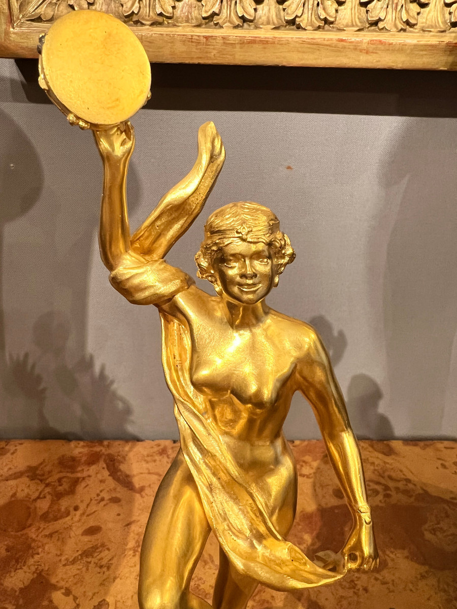 BRONZE DORÉ – DANSEUSE AU TAMBOURIN-photo-4