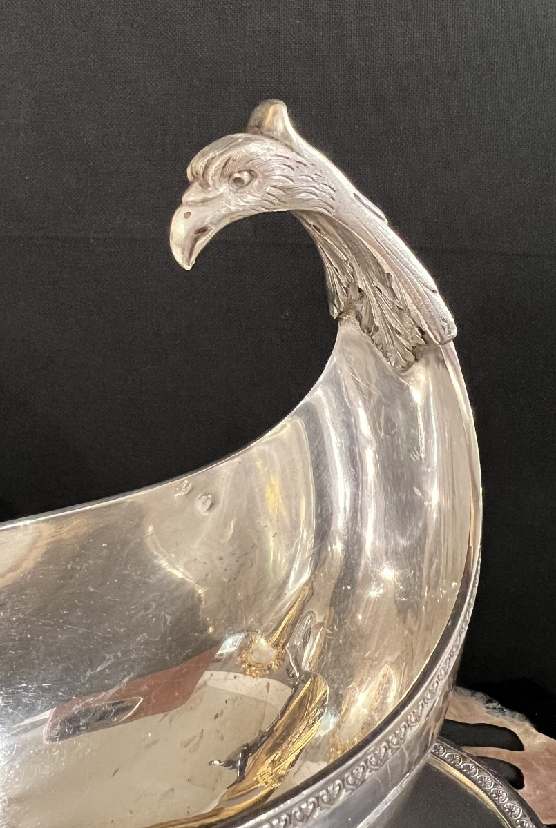 Solid Silver Sauce Boat – France, 19th Century-photo-3