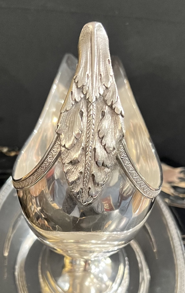 Solid Silver Sauce Boat – France, 19th Century-photo-2