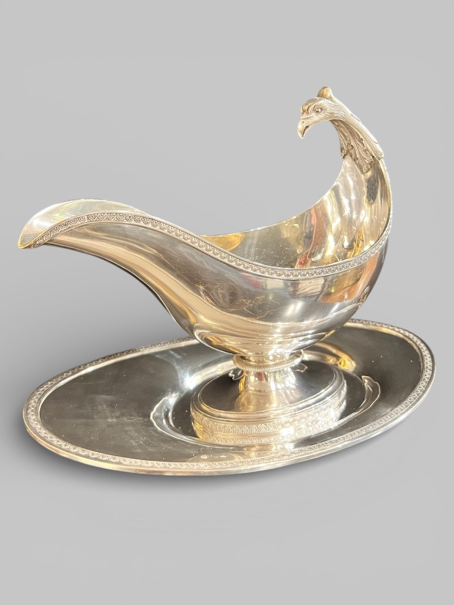 Solid Silver Sauce Boat – France, 19th Century