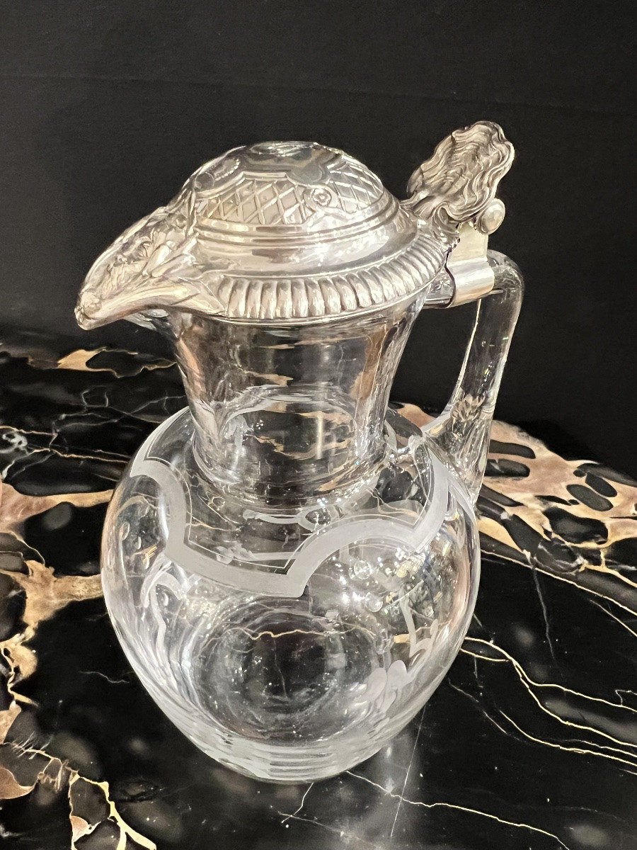 Paire de petites aiguières en cristal et argent massif – Orfèvres A. Risler & Carré, Paris-photo-3