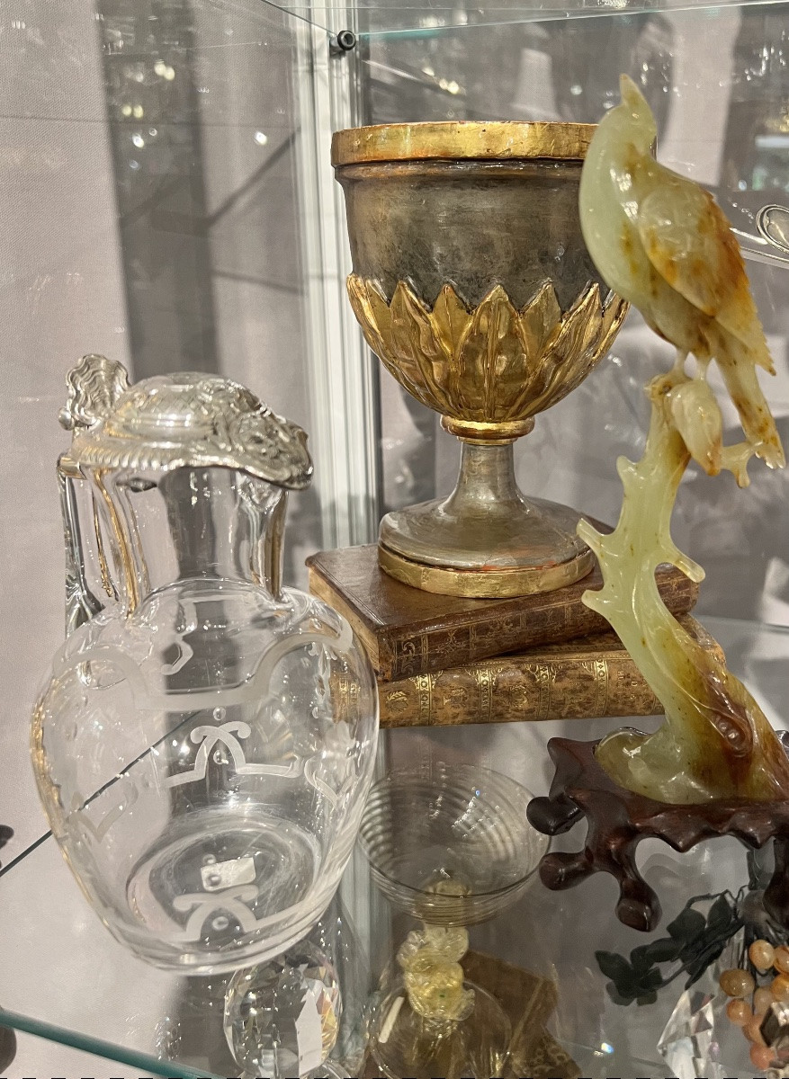 Paire de petites aiguières en cristal et argent massif – Orfèvres A. Risler & Carré, Paris-photo-1