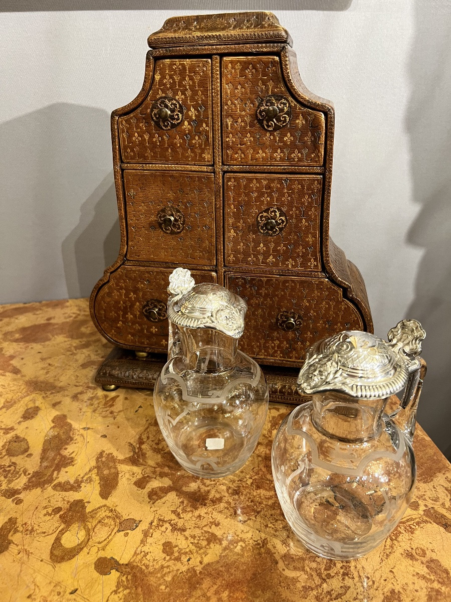 Paire de petites aiguières en cristal et argent massif – Orfèvres A. Risler & Carré, Paris-photo-5