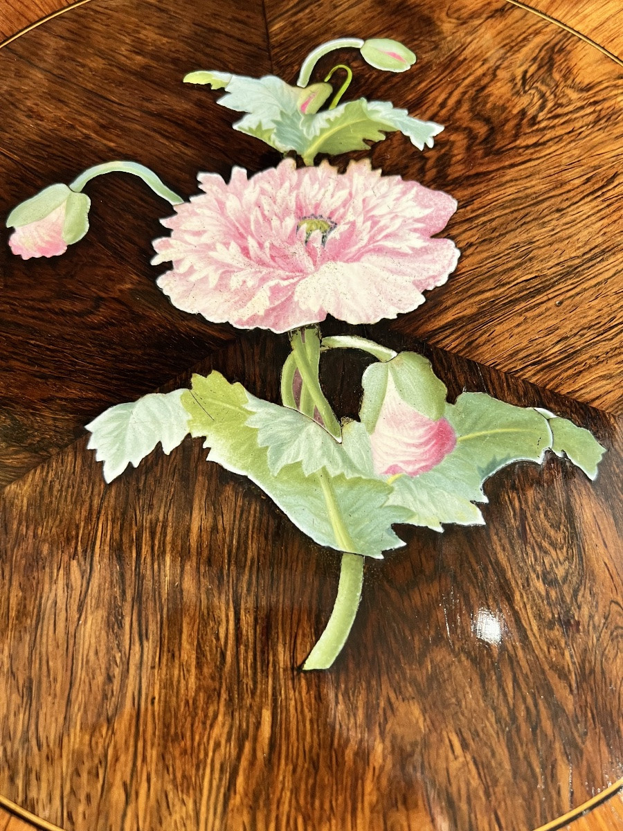 Napoleon III Pedestal Table In Porcelain Marquetry – In The Style Of Tahan / Rivart-photo-4