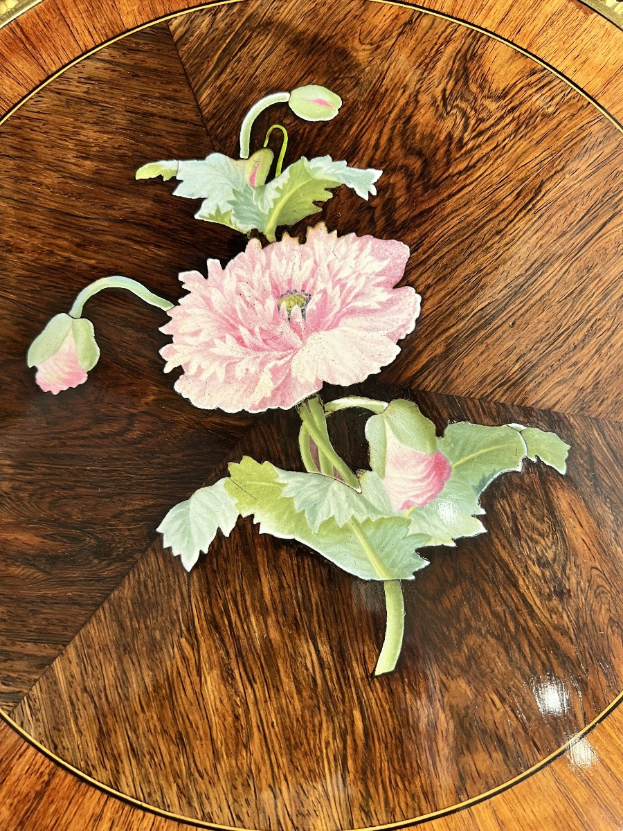 Napoleon III Pedestal Table In Porcelain Marquetry – In The Style Of Tahan / Rivart-photo-6