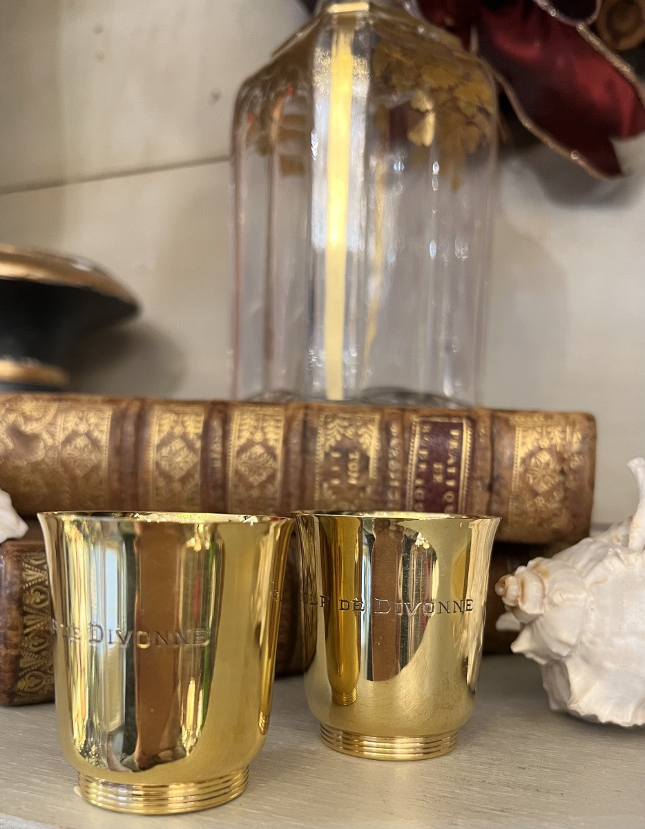 Pair Of Small Solid Silver Goblets, Puiforcat Company – Divonne Golf Course-photo-4