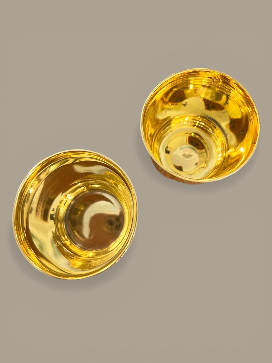 Pair Of Small Solid Silver Goblets, Puiforcat Company – Divonne Golf Course-photo-1