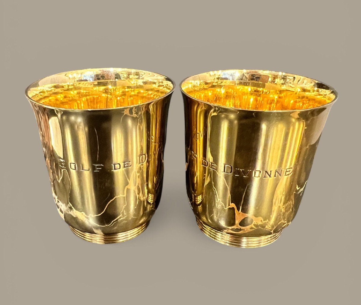 Pair Of Small Solid Silver Goblets, Puiforcat Company – Divonne Golf Course