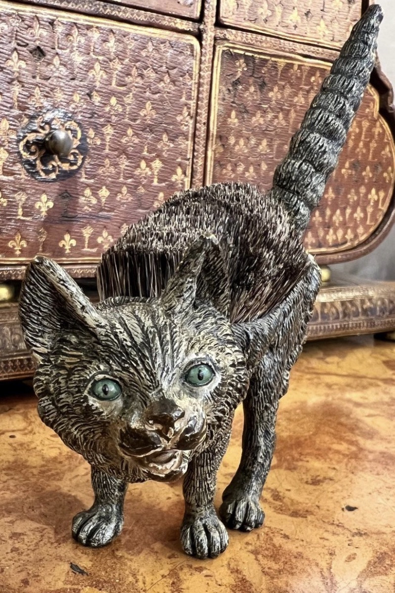 Bronze De Vienne - Cat Animal Pen Wiper About 1900-photo-2